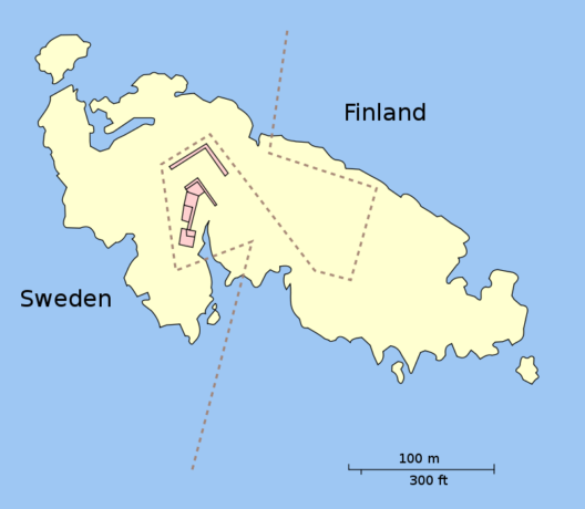 Sweden and Finland borders in Märket Island.